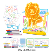Ensemble de jouets éducatifs pour enfants avec lumières LED 3D en plastique, motifs animaux, planche à dessin DIY