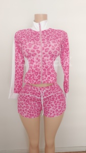Abbigliamento per San Valentino Y2K, <span class=keywords><strong>Tuta</strong></span> Aderente Personalizzabile con Logo, Jumpsuit da <span class=keywords><strong>Donna</strong></span> con Schiena Scoperta e Stampa Leopardata <span class=keywords><strong>Rosa</strong></span> - Product Image 6