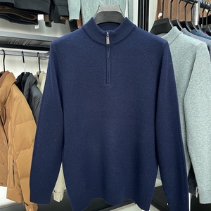 Fabricant LOGO personnalisé 100% laine mérinos demi-fermeture éclair <span class=keywords><strong>pull</strong></span> tricoté <span class=keywords><strong>pull</strong></span> à col roulé homme hiver haut <span class=keywords><strong>pull</strong></span> en tricot pour hommes - Product Image 6