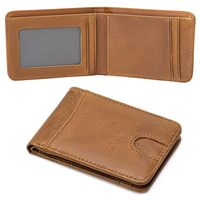 Dompet Lipat Kulit PU Tipis Anti-RFID dengan 5 Slot Kartu, 1 Jendela ID, 1 Kantong Uang untuk Pria dan Wanita