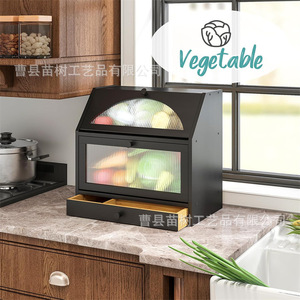 Caja de Pan de Bambú, Contenedor de Almacenamiento con Tapa de Varias Capas, Organizador de Cocina de Madera Maciza con Compartimentos - Product Image 5