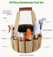 Ensemble d'outils de jardinage multi-usages OEM 10 pièces avec pelle, râteau, houe, cisailles et arrosoir en acier inoxydable 304 - Fournitures en boîte