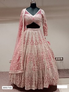 Lehenga choli สุทธิของผู้หญิงที่มีสไตล์สำหรับงานแต่งงานงานปาร์ตี้แบบดั้งเดิม - Product Image 5