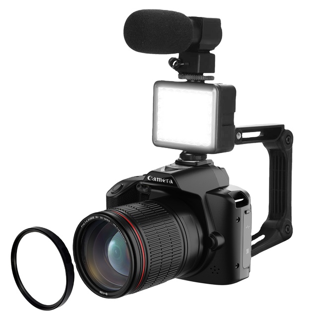 D5 4K HD 64MP DSLR Instant Camera with Retro Selfie LED Video Light Waterproof for YouTube & Photography
