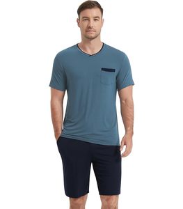 Men's Bamboo Loungewear <b>Set</b> Solid Color Casual Sleepwear Soft Comfortable Home Wear All Seasons Knitted Fabric Ready To Ship - Product Image 3