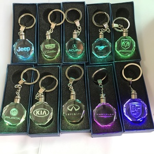 2026 Gift Promotional Gifts Custom 3D Laser Engraving Crystal <strong>Car</strong> Logo <strong>Key</strong> <strong>Chains</strong> with Led Light Keyring - Product Image 4