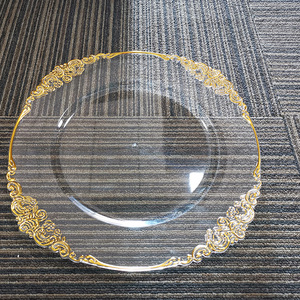 Assiettes de présentation transparentes acryliques Reef Gold Rim Assiettes à dîner en plastique jetables pour <span class=keywords><strong>assiette</strong></span> de mariage - Product Image 6