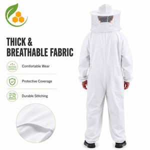 Traje de Apicultura Blanco de Cuerpo Entero, Mono de Apicultura con Velo Redondo, Equipo de Protección Anti-Picaduras para Apicultores - Product Image 3