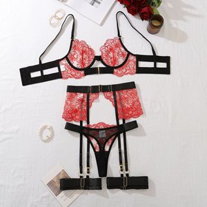 2026 <strong>Boutique</strong> Sexy Women's <strong>Intimates</strong> Underwear Set Lingerie Fine Lace Embroidery Garter Set Luxury Bralette Outfit - Product Image 3