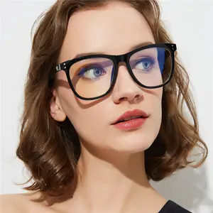 Moda Preto Grande Quadro Completo Vidros Ópticos Homens Mulheres Quadrados Óculos Óculos de Computador Anti Luz Azul