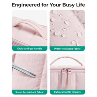 Trousse de Toilette de Voyage pour Femme, Portable, Imperméable, Rose Moelleux, Organisateur Cosmétique, Sac de Douche Ouvert