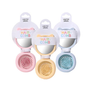 Lmltop Mini Folding Mirror Comb With Air <b>Cushion</b> Design For <b>Travel</b> Hair Care Cat Ear Style Pink - Product Image 2