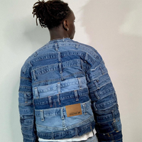 Veste en jean patchwork avant-gardiste DiZNEW pour homme, style vintage, design multi-ceintures, streetwear, coupe oversize, manteau en jean personnalisé OEM