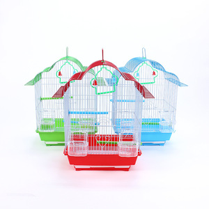 Cage à oiseaux en fer à motif solide en gros avec poignée, cages d'élevage d'oiseaux à usage vivant, emballées dans une boîte, plateau en plastique - Product Image 1