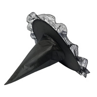 Chapeau de Sorcière d'Halloween Noir en Tissu Oxford, Pointu, Fait Main, Toutes Saisons, pour Galas, Fêtes, Festivals, Vente en Gros