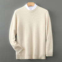 Pull en laine pure à 100 % pour homme, automne-hiver, col rond haut de gamme, tricoté, logo personnalisé, OEM/ODM disponible