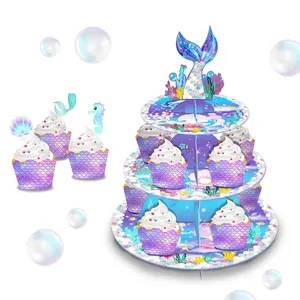 DT001美人鱼外壳主题蛋糕架三层纸杯蛋糕架生日派对用品派对装饰品