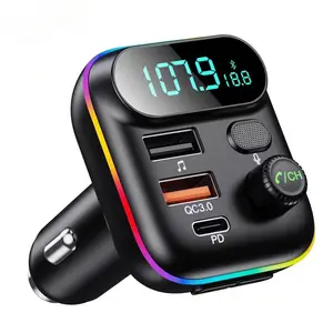 2024 T70 BT רכב FM משדר מיקרופון מובנה ערכת רכב ללא ידיים אוטומטית יציאת USB וסוג C עם נגן מוזיקה MP3 BT