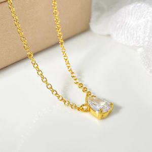 Collares de Moda al por Mayor para Mujer, Joyería Chapada en Oro de 18K, Collar con Colgante de Lágrima de Circonia Cúbica - Product Image 4