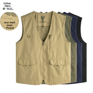 <span class=keywords><strong>Gilet</strong></span> multi-poches fonctionnel en coton grande taille pour <span class=keywords><strong>homme</strong></span> – <span class=keywords><strong>Gilet</strong></span> décontracté pour reportage, pêche et photographie (commerce international) - Product Image 1