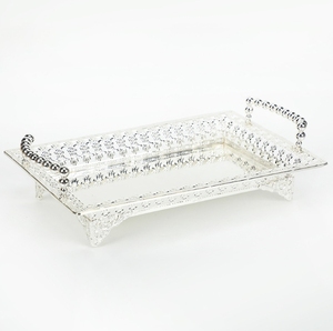 Khay đựng bánh ngọt hình chữ nhật bằng kim loại sang trọng, trang trí tinh tế cho tiệc cưới, khay đựng hoa quả khô cao cấp mạ vàng với tay cầm vàng - Product Image 5