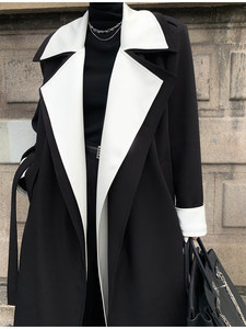 <span class=keywords><strong>Trench</strong></span> Coat di Alta Qualità per <span class=keywords><strong>Donna</strong></span>, <span class=keywords><strong>Giacca</strong></span> Lunga con Doppio Colletto Grande, Design Patchwork Colorato per l'Autunno - Product Image 1