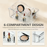 Organisateur de pinceaux de maquillage multi-compartiments en acrylique transparent PMMA, design ondulé, pour coiffeuse - Modèle OEM pour entrepôt
