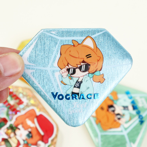 Pin Kancing Holografik Berbentuk Berlian dengan Glitter Kustom Vograce - Product Image 4