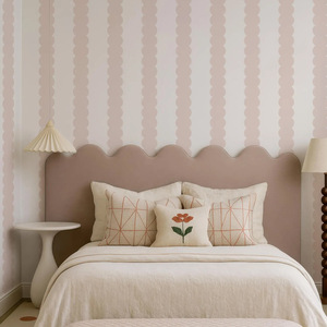 Papier peint minimaliste à rayures festonnées, mignon et adorable, auto-adhésif, amovible, à coller et à décoller, pour la décoration murale de la chambre d'enfant, de la crèche - Product Image 5
