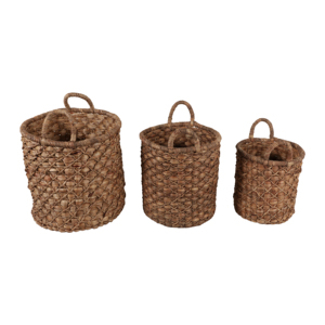 Set di 3 cesti portaoggetti in giacinto d'acqua intrecciato con manici per l'organizzazione della casa e la decorazione degli scaffali - Product Image 5