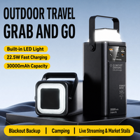 Chargeur portable haute capacité 22,5W 30 000mAh à charge rapide avec câble intégré USB-A/USB-C et lampe de camping pour activités extérieures