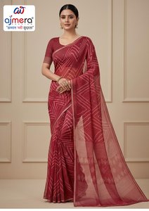 Saris en coton pour femmes, élégants, classiques, pour le bureau, les fêtes, les occasions festives, protection solaire, séchage rapide, toutes saisons, coupe classique - Product Image 4