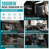 Meilleur prix Groupe électrogène diesel 1800 kW 2250 kVA 50/60 Hz de type ouvert avec moteur Perkins et alternateur Stamford pour alimentation de secours des données