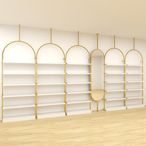 Estantes de Exhibición de Zapatos para Niños, Montados en la Pared, con Luces, de Acero y Madera, para Tiendas de Zapatos y Supermercados - Product Image 1