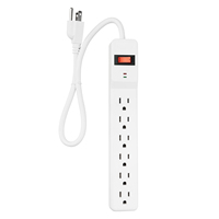 Multiprise universelle américaine CR-013 avec protection contre les surtensions, 6 prises, cordon d'extension de 3 pieds, interrupteur de réinitialisation, certification ETL