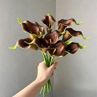 L-607 Kunstmatige Calla Lelies Realistische Kunststof Mini Zwart Bruine Kunstbloemen 36cm Steel Bruiloft Huisdecoratie Bulk