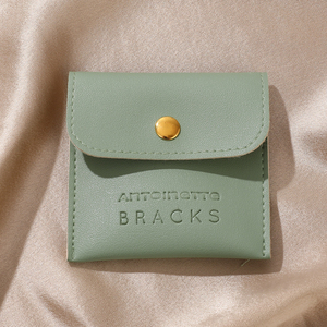 Custom Logo Simple Square Portable PU Leather Snap Button Jewelry Bag Earrings <b>Ring</b> Bracelet <b>Storage</b> Gifts Packaging Jewellery - Product Image 3