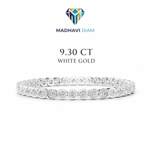 Women's 9.30 CT Round Lab Grown Diamond Bezel Set <b>Bracelet</b> in 14K Solid <b>White</b> Gold - Product Image 1