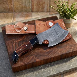 Hacha Mini de Damasco Hecha a Mano, Cuchillos ZR Multiusos Ligeros para Acampar al Aire Libre, Modelo ZR # Cuerno de madera de 208 pulgadas de longitud total - Product Image 2