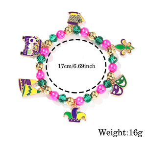 Pulsera de Carnaval con Perlas de Imitación y Colgante de Aleación, Joyería Unisex, Regalo, Pulseras de Moda con Dijes - Product Image 4