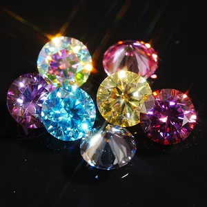 SICGEM – Moissanite colorée 1carat, blanc, rose, jaune, violet, bleu, vert, diamant de 6.5mm, VVS1, en vrac