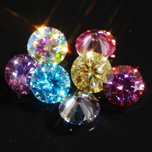 SICGEM Colorful Moissanite 1carat White Pink Yellow Purple Blue Green Round cut 6.5mm diamond VVS1 loose moissanite