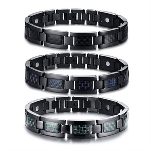 Bracelet magnétique de thérapie en fibre de carbone et acier inoxydable pour hommes, vente en gros - Product Image 1