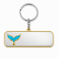 Porte-clés en métal personnalisé en forme de queue de baleine, fabrication directe usine, avec plaque nominative, breloque de sac, logo personnalisé gravé, cadeau d'entreprise