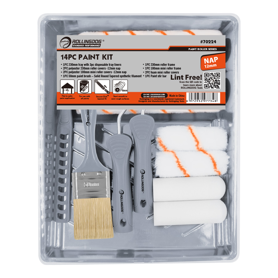 Small Paint Roller Kit - 6 Sponge Rollers, Handle & Tray For DIY Crafts, Art, Home Decor