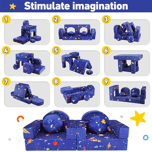 Canapé pliant en mousse pour enfants, thème spatial, dès 2 ans, mobilier de jeu pour enfants - Product Image 4