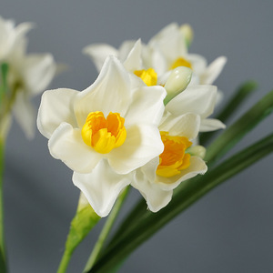 Nuovo design 3 teste di stoffa narciso fiore decorazioni per la casa narciso artificiale - Product Image 3
