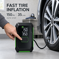 Compresseur d'air portable sans fil pour pneus de voiture, avec batterie externe et démarreur de secours, et lumière LED