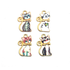 Colorful <b>Cat</b> Print Alloy Charms For Jewelry Making Pendants <b>Earrings</b> Keychains Phone Charms Unisex DIY Accessories - Product Image 1