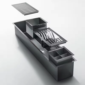 Évier de cuisine de luxe en acier inoxydable 304, couleur personnalisée, avec <span class=keywords><strong>plateau</strong></span> d'égouttage long intégré <span class=keywords><strong>pour</strong></span> poste de travail et bar - Product Image 4